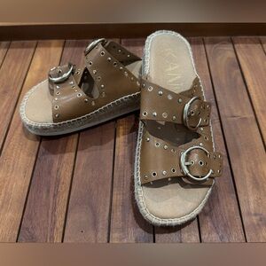 Kanna Pop Sandals in Brown Studded Slide Size 39
